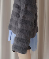 【12月上旬お届け商品】オーバーサイズシャギーボーダーニット