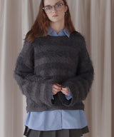 【12月上旬お届け商品】オーバーサイズシャギーボーダーニット