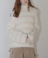 【12月上旬お届け商品】オーバーサイズシャギーボーダーニット