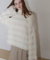 【12月上旬お届け商品】オーバーサイズシャギーボーダーニット