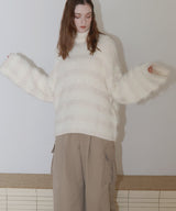 【12月上旬お届け商品】オーバーサイズシャギーボーダーニット