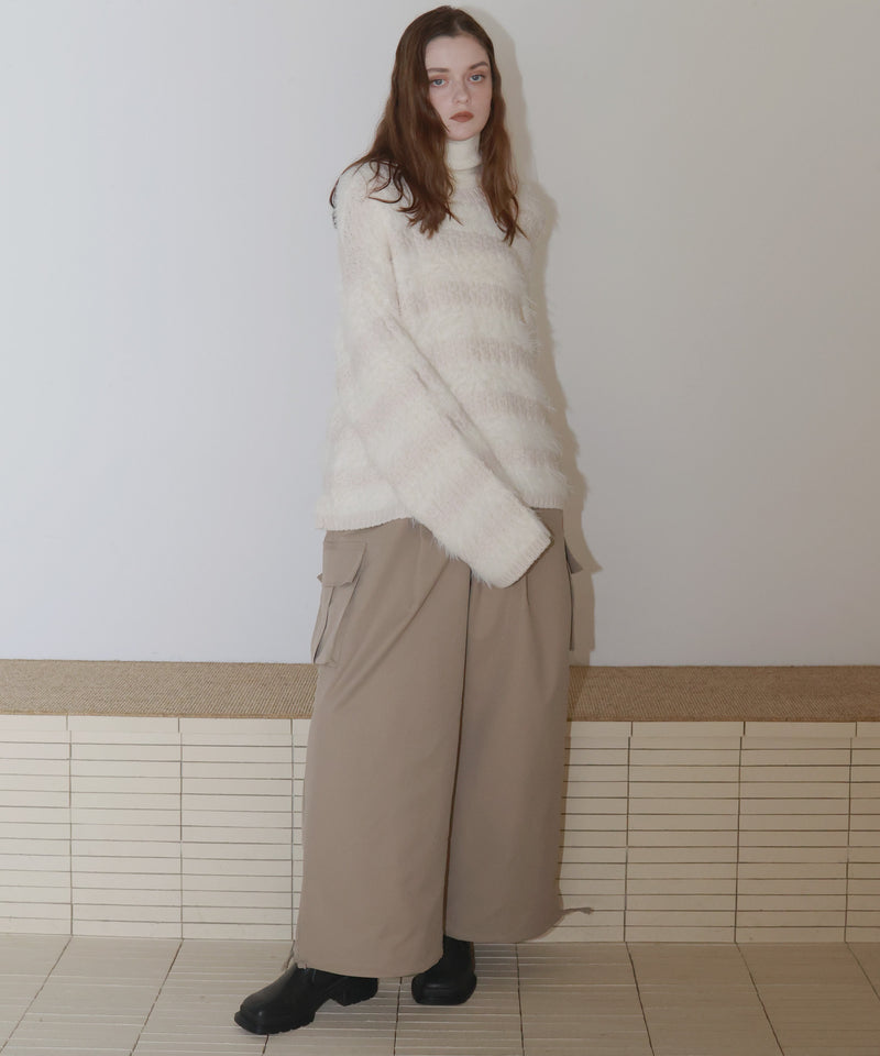 【12月上旬お届け商品】オーバーサイズシャギーボーダーニット