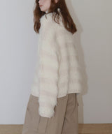 【12月上旬お届け商品】オーバーサイズシャギーボーダーニット