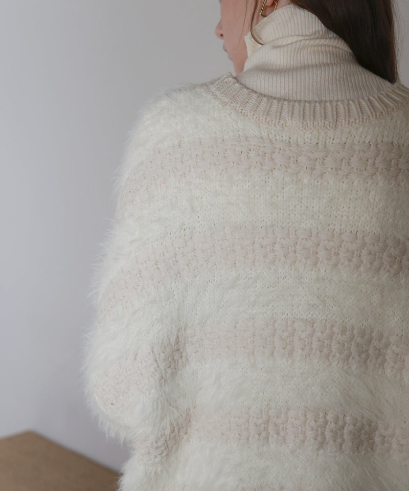 【12月上旬お届け商品】オーバーサイズシャギーボーダーニット