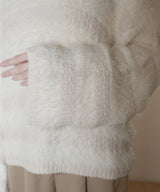 【12月上旬お届け商品】オーバーサイズシャギーボーダーニット