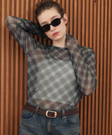 チェックシアーTシャツ