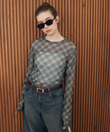 チェックシアーTシャツ