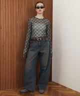 チェックシアーTシャツ