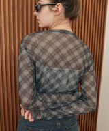 チェックシアーTシャツ