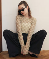 チェックシアーTシャツ