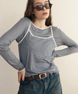 バイカラーロンTキャミセット