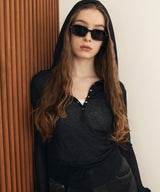 フード付きシアーロングスリーブTシャツ