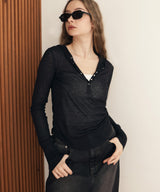 フード付きシアーロングスリーブTシャツ