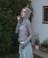 フード付きシアーロングスリーブTシャツ