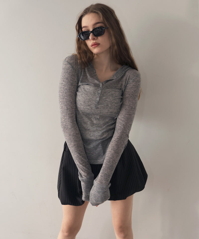 フード付きシアーロングスリーブTシャツ – Mili