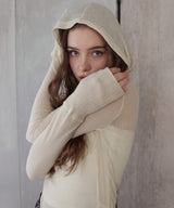 フード付きシアーロングスリーブTシャツ