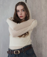 フード付きシアーロングスリーブTシャツ