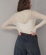 フード付きシアーロングスリーブTシャツ