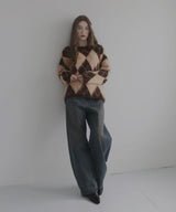 アーガイルモヘアタッチニット