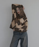 アーガイルモヘアタッチニット