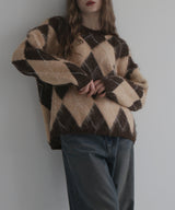 アーガイルモヘアタッチニット