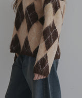 アーガイルモヘアタッチニット