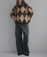 アーガイルモヘアタッチニット