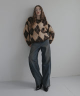 アーガイルモヘアタッチニット