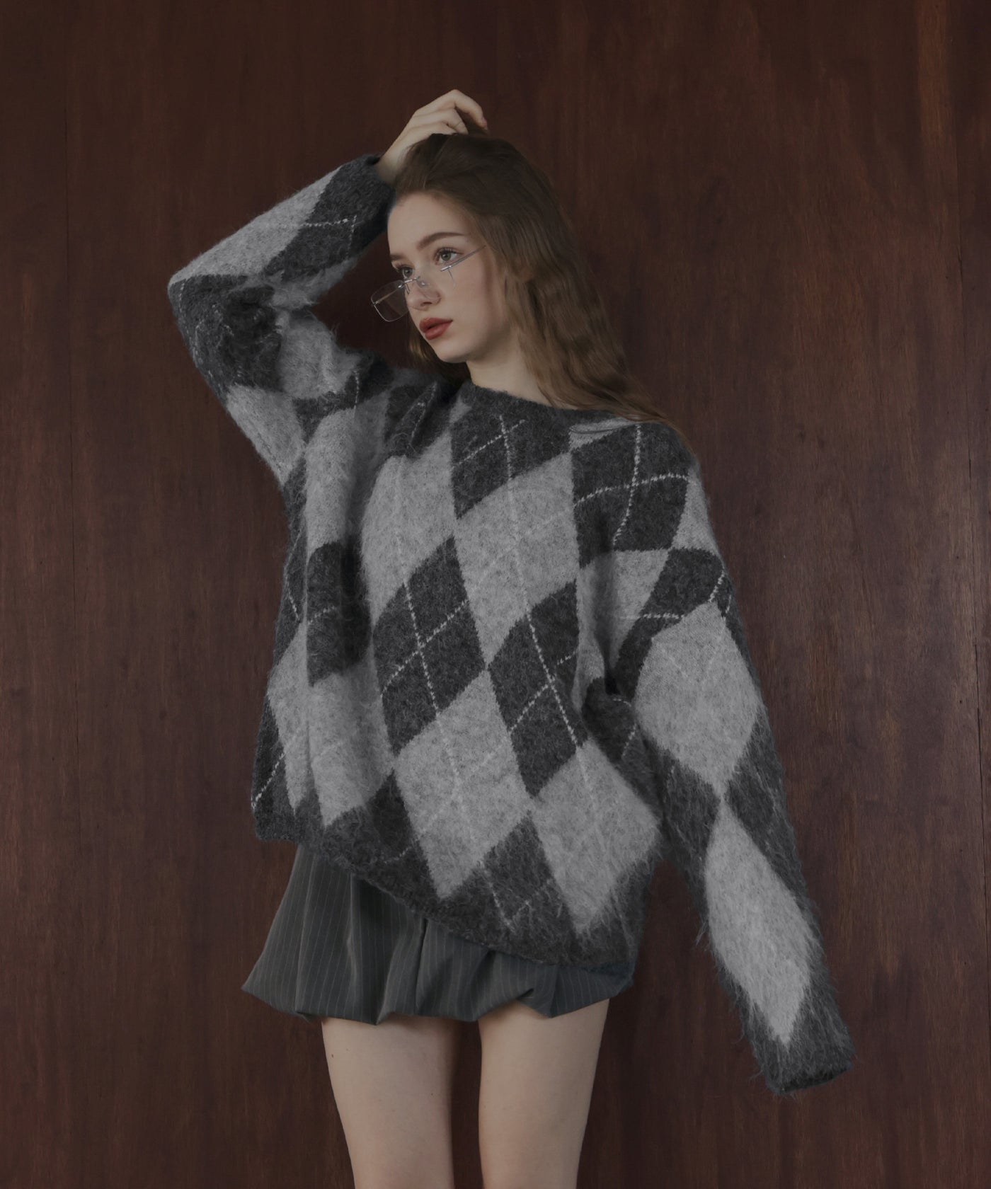 アーガイルモヘアタッチニット – Mili