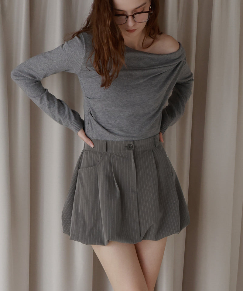 【12月上旬お届け商品】ストライプバルーンスカート