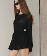 シアーサイドシャーリングアシメニット