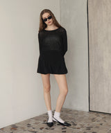 シアーサイドシャーリングアシメニット