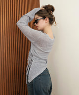 シアーサイドシャーリングアシメニット