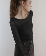 カップ付きシアーTシャツ