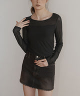 カップ付きシアーTシャツ