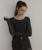 カップ付きシアーTシャツ