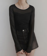 カップ付きシアーTシャツ