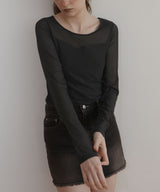 カップ付きシアーTシャツ