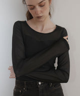 カップ付きシアーTシャツ