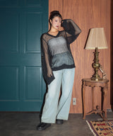 【しょちゃんコラボ】スパンコール透かし編みＶネックニット