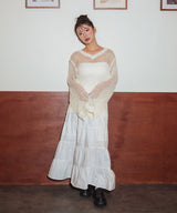 【しょちゃんコラボ】スパンコール透かし編みＶネックニット