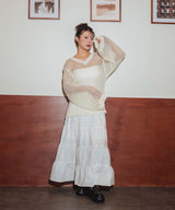 【しょちゃんコラボ】スパンコール透かし編みＶネックニット