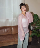 【しょちゃんコラボ】スパンコール透かし編みＶネックニット