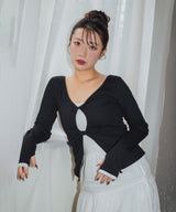 【しょちゃんコラボ】フロントオープン配色トップス