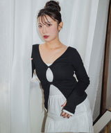 【しょちゃんコラボ】フロントオープン配色トップス