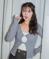 【しょちゃんコラボ】フロントオープン配色トップス