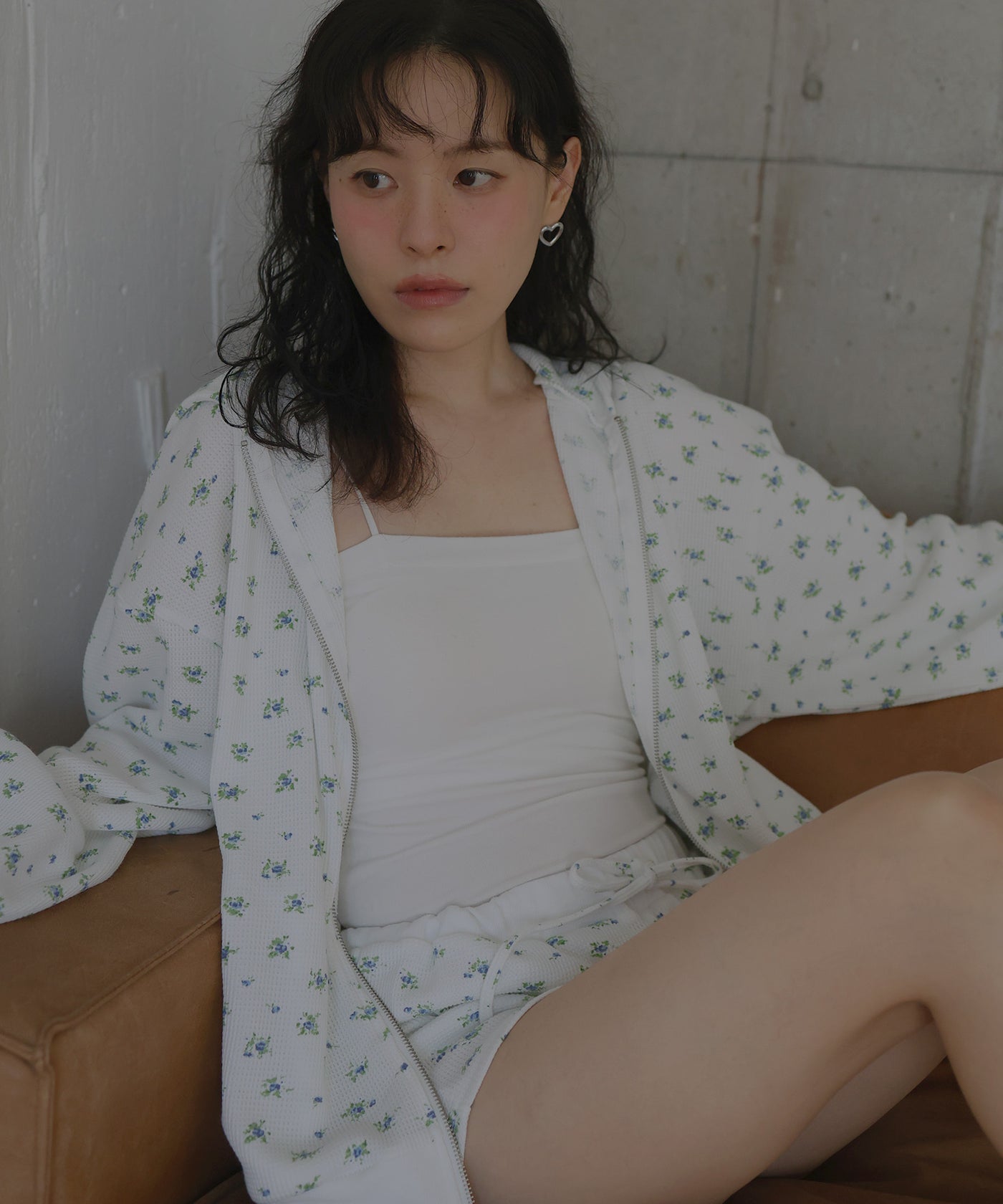 ワッフル花柄ダブルジップパーカー – Mili