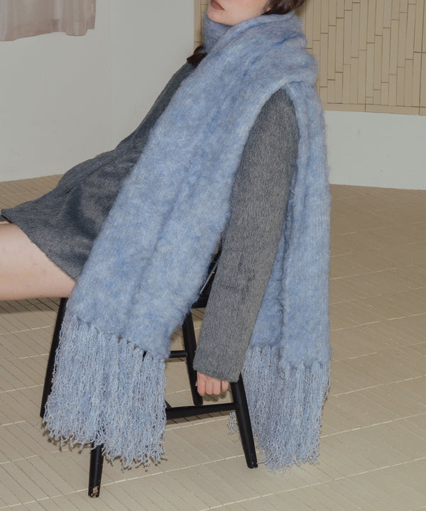モヘアタッチシャギーボリュームフリンジカラーマフラー
