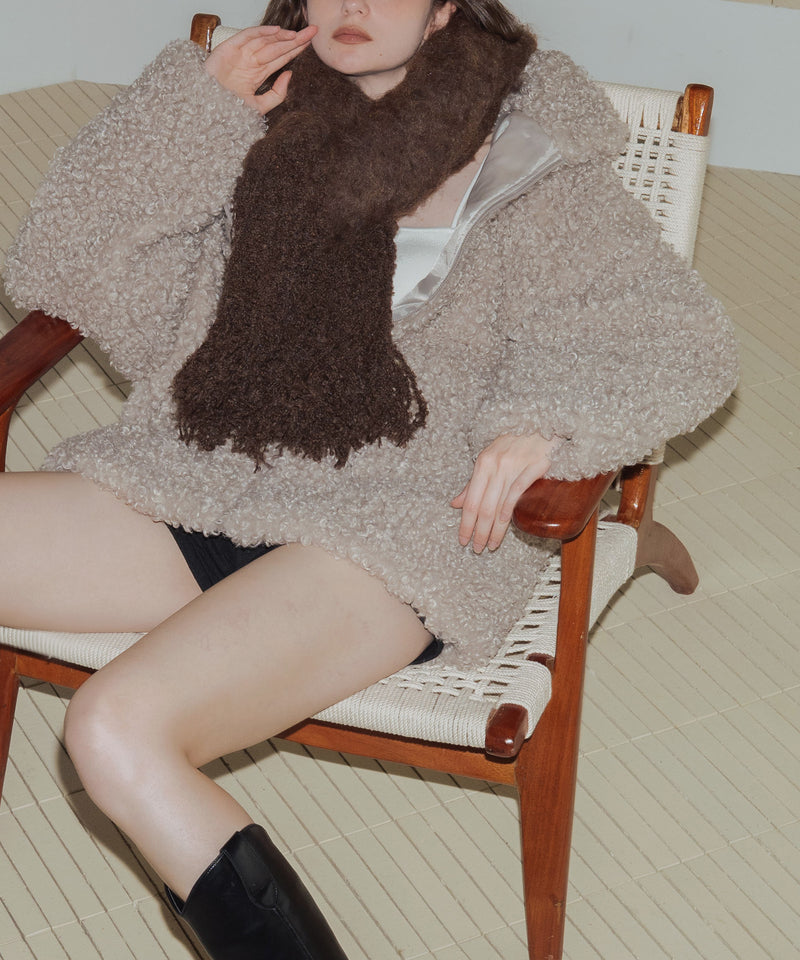 モヘアタッチシャギーボリュームフリンジカラーマフラー
