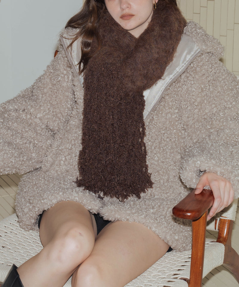 モヘアタッチシャギーボリュームフリンジカラーマフラー